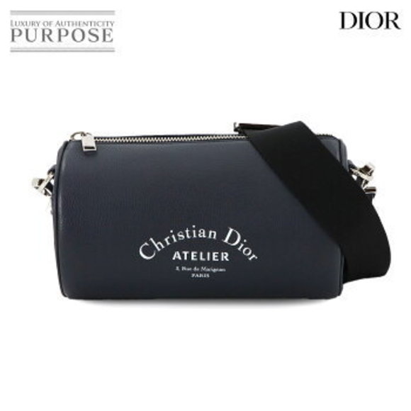 Christian Dior Atelier Roller Shoulder Bag Leather Navy Blue - Picture 1 of 9